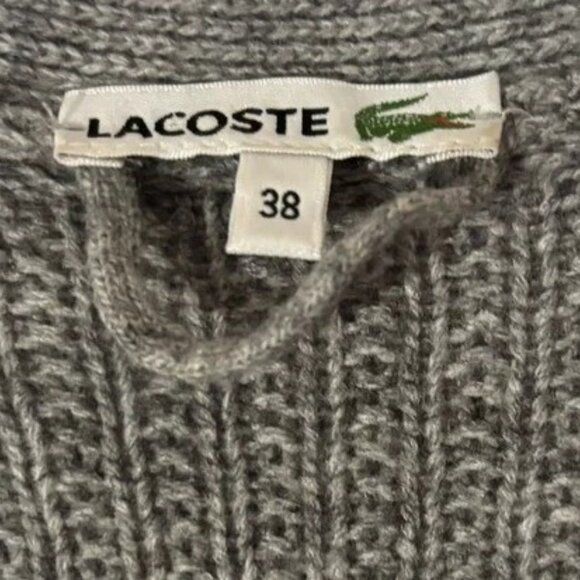 Lacoste grey vintage knitted tie belt cardigan sweater size 38 - Picture 8 of 9